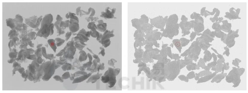 左：普通效果图，灰度波动大